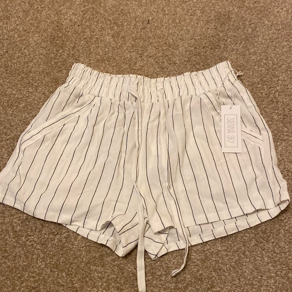 White linen shorts